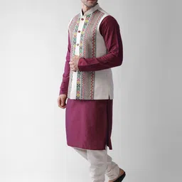 KISAH Men Multicoloured Regular Kurta with Churidar image 3