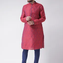 Chitwan Mohan Men Maroon Regular Kurta with Churidar image 5