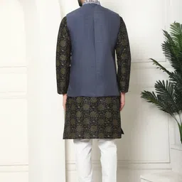SOJANYA Printed Regular Thread Work Kurta with Churidar & Nehru Jacket image 5