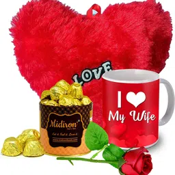 midiron Combo gift for Wife, Anniversary gift for wife and husband, Gift for girlfriend and boyfriend (Pack of 4 ) (Chocolate, Rose, Heart, Mug) IZ21Choco15TinRoseBigRHMU-STLove-87 Ceramic, Fiber, Paper, Plastic Gift Box-picture-7