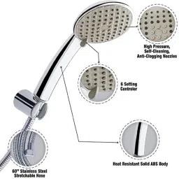 flipkart smartbuy by swastik ind 5 Flow Modes ABS HS-019 Plastic Hand with SS Tube 1.5 M & Hook Handheld image 3