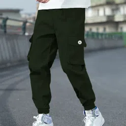 Men Solid Olive Track Pants-image-26