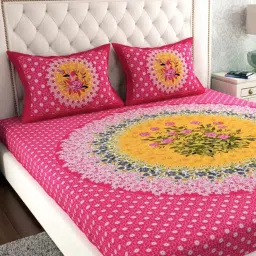 180 TC Cotton Double Jaipuri Prints Flat Bedsheet-picture-11