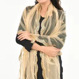 Net Embellished Gold Women Dupatta-image-7