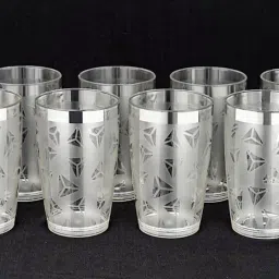 (Pack of 8) 100% Unbreakable Curved Shape Prism Pattern Water Juice Drinking Glasses Set Of 8 ( Clear,Plastic) Glass Set Water/Juice Glass-3