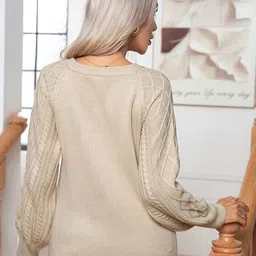 StyleCast Cable Knit Round Neck Acrylic Pullover Sweater image 4
