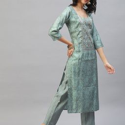 KALINI Bandhani Printed Regular Zardozi Kurta with Trousers & Dupatta image 2