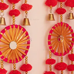 BS AMOR Set Of 6 Red Hanging Artificial Flower Latkans image 5