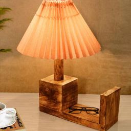 homesake Rustic Table Lamp Bedside Antique Desk Lamps E27 Holder, Pleated Jute Fabric Shade-picture-2