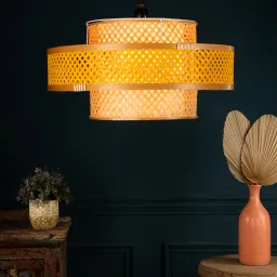 Orbit Hanging Lampshades Pendant bamboo Home Decor Lampshade(D45XH25 CM)(Yellow) Hanging Lights (Pendant Lights) Lamp Shade-25