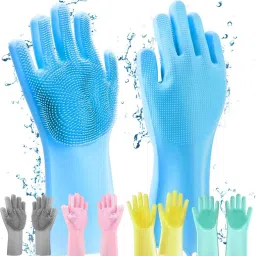 Silicone Dish Washing Gloves, Silicon Cleaning Gloves, Silicon Hand Gloves- Wet and Dry Glove-image-6