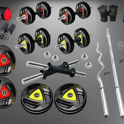 10 kg Metal Integrated Rubber Plates (2.5kgx4) 3FT Curl & Straight 28mm Rod, 2 Rod Home Gym Combo-image-30