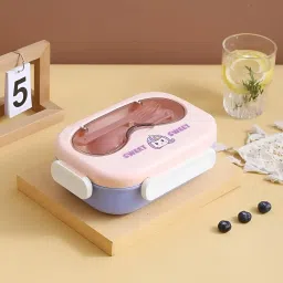 Sweet Thermal Lunch Box with Spoon & Fork-Cute, Durable Perfect for Kids, picnic 3 Containers Lunch Box-image-89