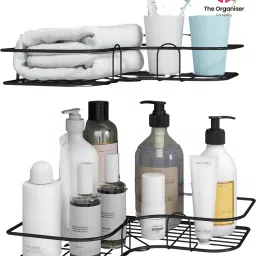 THE ORGANISER HOME Self-Adhesive Wall Corner for Bathroom Organizer/ Storage Iron Wall Shelf-image-74
