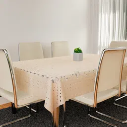 Kuber Industries Cream-Coloured Cashew Design  Rectangular 6-Seater Table Covers image 5