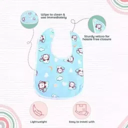smilykid Baby Button Bibs Apron for Feeding and Drooling Button Double Layered Waterproof image 3