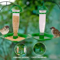 amijivdaya Nano Bird Feeder for Water (Green, 2 Piece) Window Bird Feeder image 4