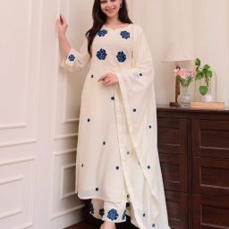 Women Viscose Rayon Kurti Pant Dupatta Set-image-67