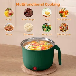 Mini Cooker Kettle with Glass Lid Base Concealed Base Cooking Pot Noodle Maker Egg Cooker, Egg Boiler, Rice Cooker, Travel Cooker, Food Steamer, Deep Fryer-10