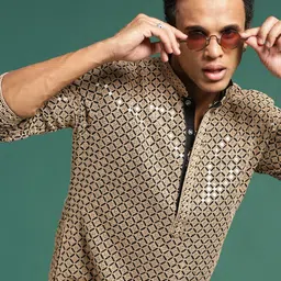 Sangria Geometric Embroidered Chikankari Sequinned Straight Kurta-picture-52