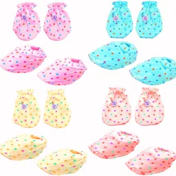 Baby Mittens and Booties Set, Pack Of 4, 0 to 6 Month, Hosiery Fabric-12