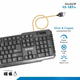 PRODOT QWERTY Keyboard with Low Profile Keys for Windows, Mac, PC, Laptop (KB-107m) Wired USB Standard Multi-device Keyboard Compatible with Desktop, Laptop, Mac stand support,multimedia_keys,KB-107m image 3