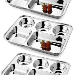 Stainless Steel Extra Deep Bhojan Thali Pack of 3 Bhojan Thali/Dinner Set /Lunch Plate ( Stainless Steel , Dishwasher safe , Extra Deep , Heavy Weight ) Dinner Plate-picture-19