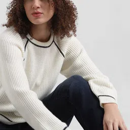 ONLY Cable Knit Self Design Round Neck Acrylic Pullover Sweater-picture-16