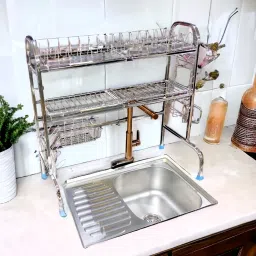 Utensil Kitchen Rack Premium Stainless Steel Sink | Dish | Utensils Stand | Over Sink Dish Rack Steel-image-67