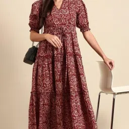 Women Floral Print Pure Cotton Anarkali Kurta-image-43
