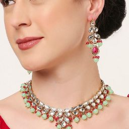OOMPH Gold-Plated Kundan-Studded & Beaded Jewellery Set-image-58