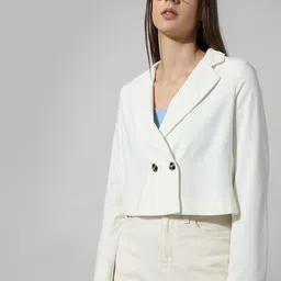 ONLY Notched Lapel Collar Tailored-Fit Double-Breasted Blazer-picture-14