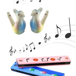 Musical Instruments Wooden Mouth Organ Harmonica & Ceramic Bird Water Whistle-22