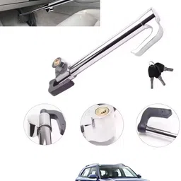 msnp Silver Universal Stainless Steel Car Clutch/Steering Lock For Extra Safty-290 Gear Lock-picture-7