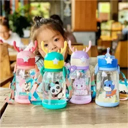 Cartoon Design Sipper Bottle with Straw for Kids-43