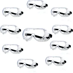 Safety goggles for chemical protection , adjustable strap & minimum lens fogging Pack of 10, ( Transparent) Laboratory Safety Goggle-image-52