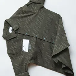 Men Slim Fit Self Design Spread Collar Casual Shirt-image-43