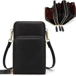 Black Women Sling Bag Small Crossbody Cell Phone Bag for Women Mini Over Shoulder Handbag Purse-image-60