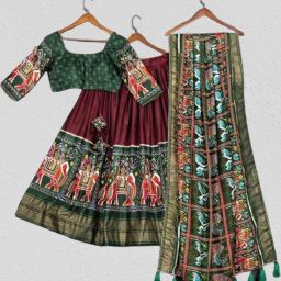 Floral Print, Self Design, Printed, Digital Print Semi Stitched Lehenga Choli-image-52
