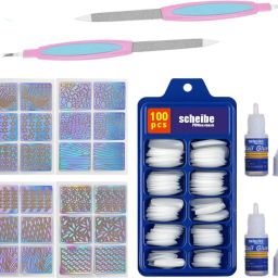 100 pcs White Nails, 2 Nail Glue, 2 Nail Filer and 4 Sheets Nail Stickers-image-48