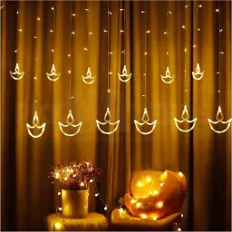 Diwali Decoration / Festival Light 138 Warm White LED 12 Diya 6 Big /6 Small 10M Ceiling Light Ceiling Lamp-18