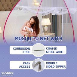 classic mosquito net Polyester Adults Washable Foldable, king Size & Double Bed Mosquito Net image 3