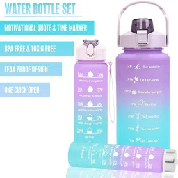 searegal 3 pcs Unbreakable Water Bottle with Motivational Time Marker 2000 ml Bottle image 5