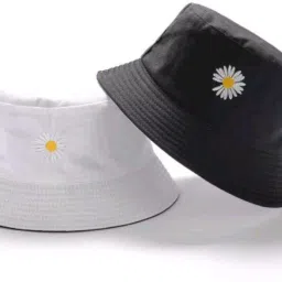 poshing Daisy Sunflower Embroidered Unisex foldable cotton Reversible Bucket Hat-image-9