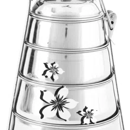 Heavy stainless steel 4 khana handi tiffin/pyramid tiffin/clip air tight 4 Containers Lunch Box-image-83
