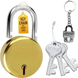 Alone Round 65mm Lock for Home Link Gate Shop Shutter, Gold 3 Keys D/L Padlock-picture-0
