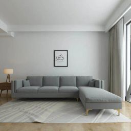 casacraft from pepperfry Dona Velvet Lhs Sectional Sofa (3 + Lounger) In Cool Grey Colour-picture-38