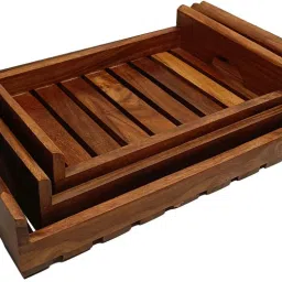 womenium craft Wooden Serving Multipurpose Handmade & Handcrafted Rectangular Serving Tray Tray Serving Set image 3