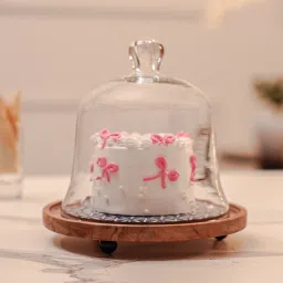 Wooden, Glass Cake Server-18
