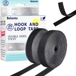 belanto Self-Adhesive Hook&Loop Tape,Mosquito net Mounting, Office use Tape (25M x 25mm) Stick-on Velcro image 3